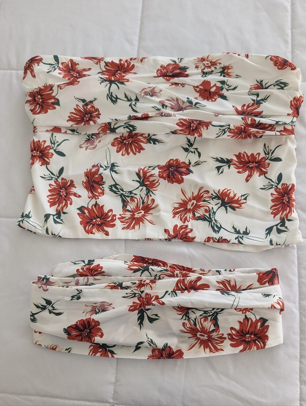 NWT MARE MARE Anthropologie Strapless Scarf Top Ivory Floral Size M
